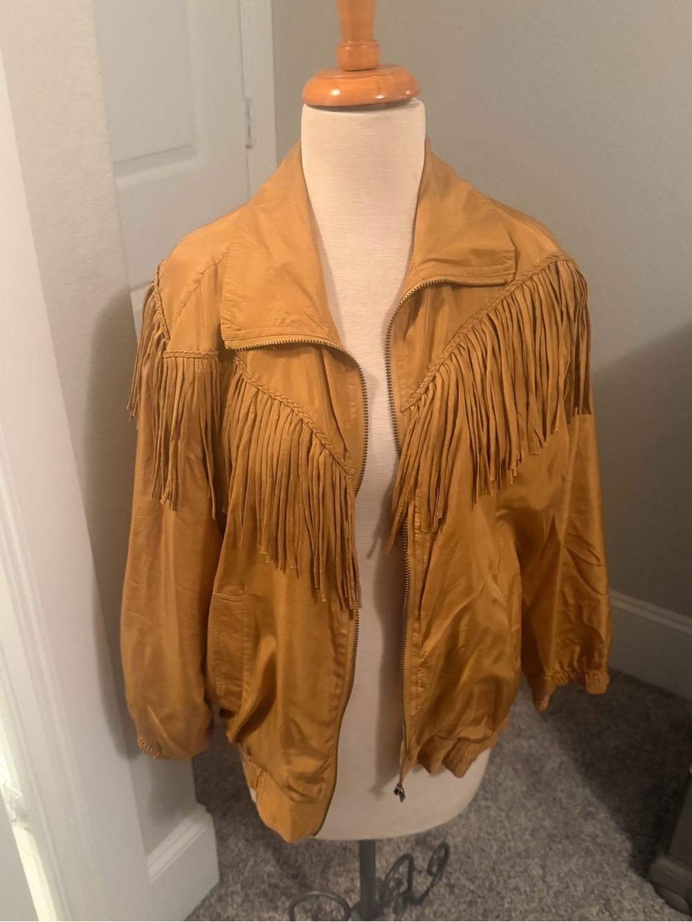 Silk Fringe Bomber Jacket